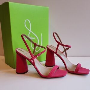 SAM EDELMAN | Kit Dahlia Pink Suede Block Heel Sandals